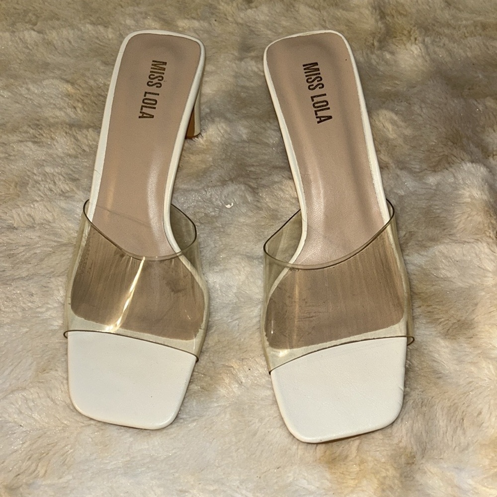 Miss Lola “Lunny” Clear Mule Heels – Size 7 – Brand New, Never Worn